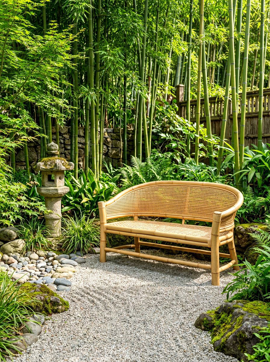 Bamboo Garden Bench - 30 garden reading bench ideas