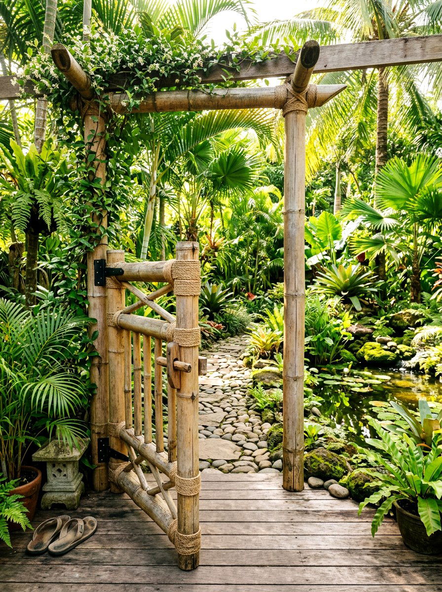 Bamboo Garden Deck Gate - 30 deck gate ideas