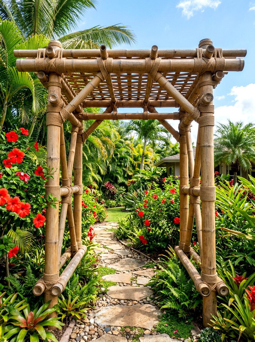 Bamboo Garden Entrance Arbor - 30 arbor garden entrance ideas