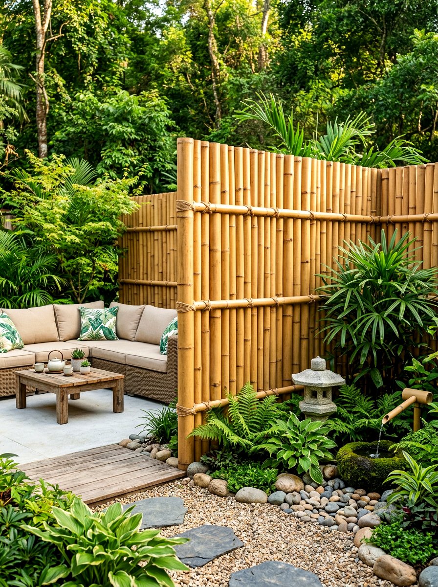 Bamboo Garden Fencing - 30 outdoor garden decor ideas