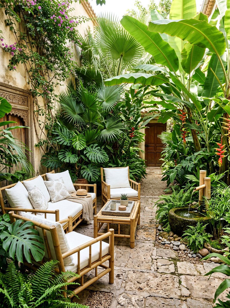 Bamboo Garden Furniture - 30 courtyard patio furniture ideas