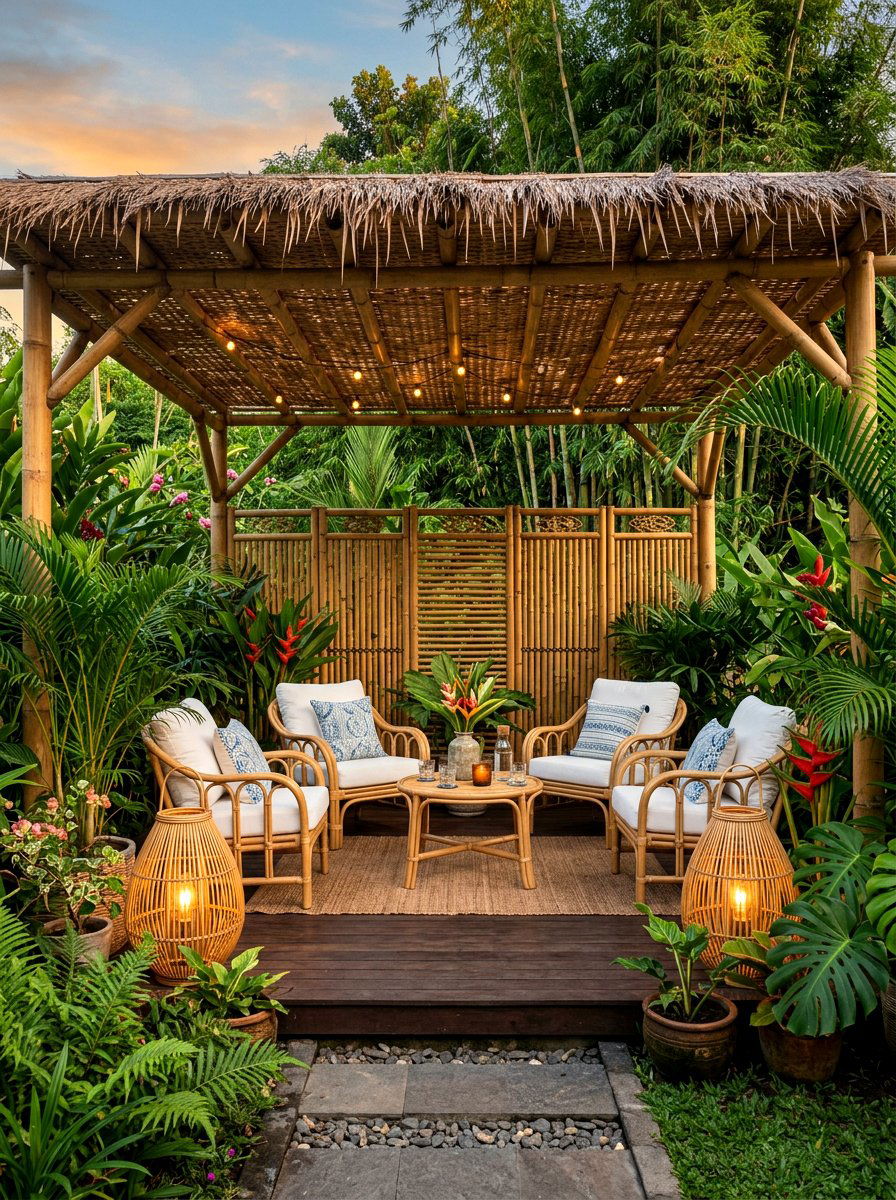 Bamboo Garden Lounge - 30 evening backyard lounge ideas