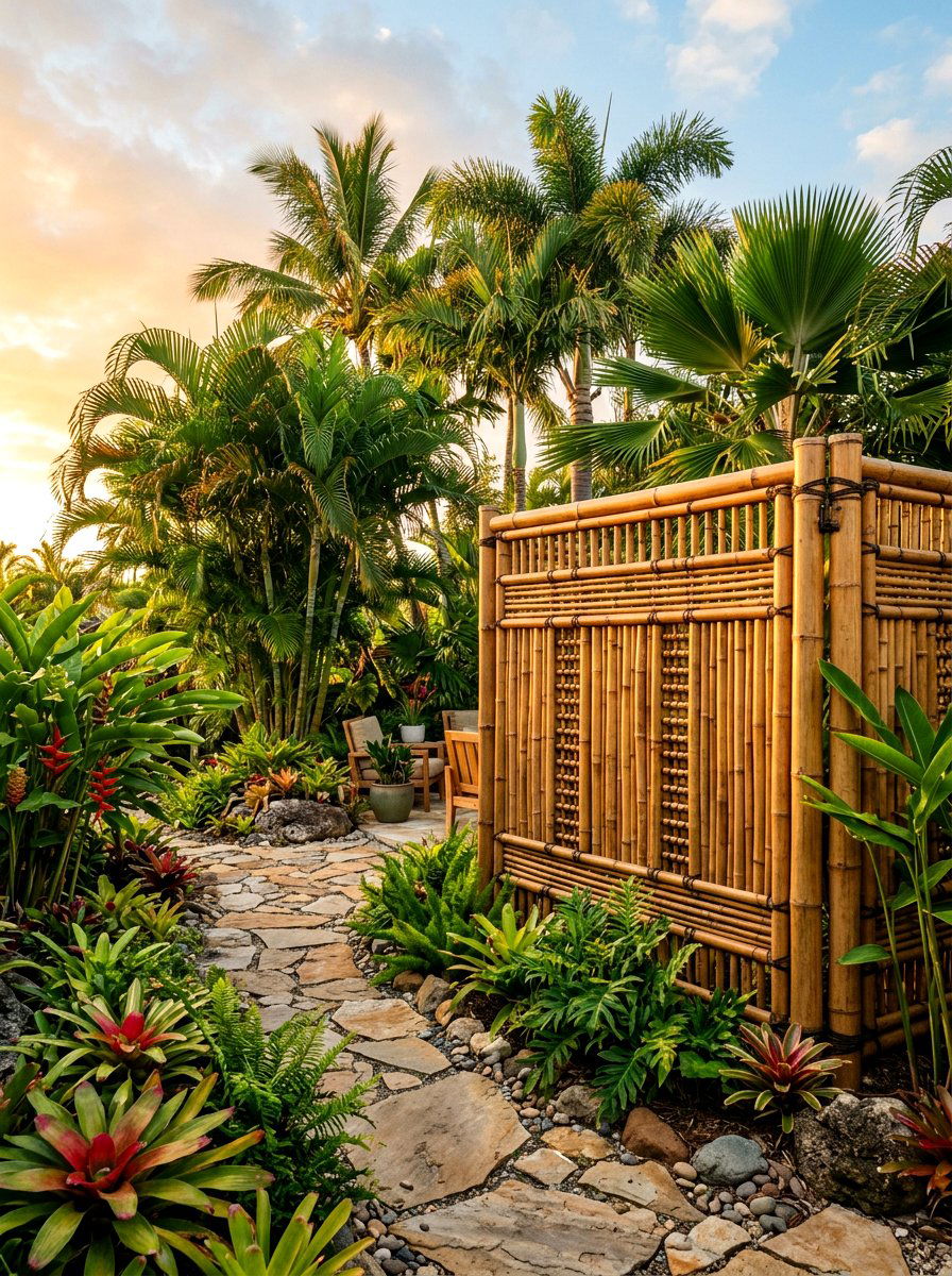 Bamboo Garden Screen - 30 garden fence ideas