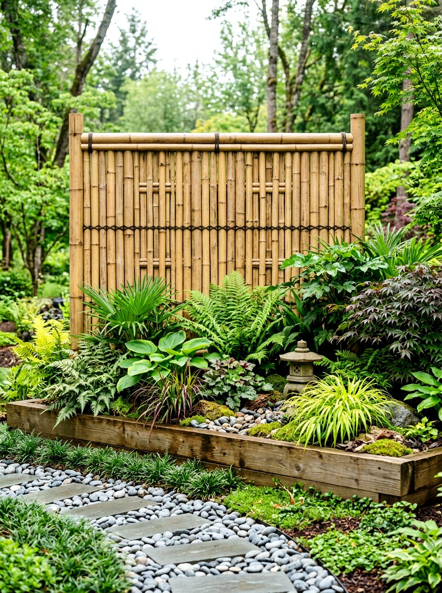 Bamboo Garden Screening - 30 raised bed fence ideas