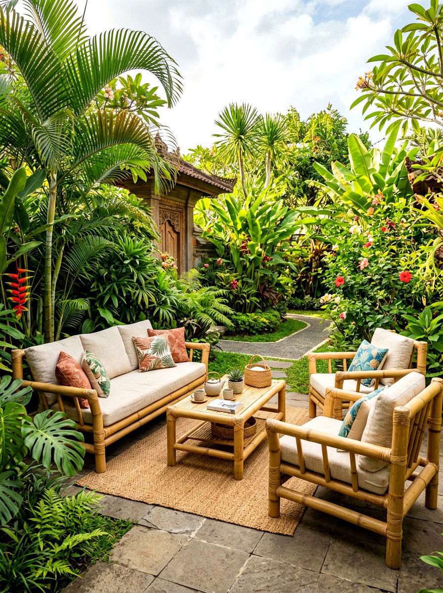 Bamboo Garden Seating - 30 garden bench ideas