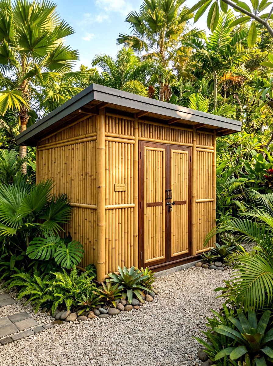 Bamboo Garden Storage Unit - 30 modern garden shed ideas
