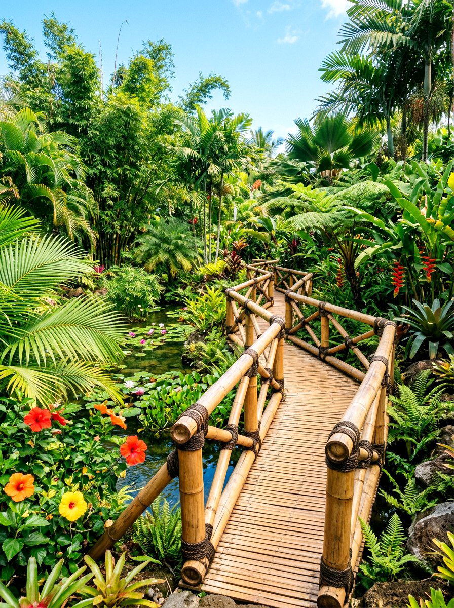 Bamboo Garden Walkway - 30 pond bridge ideas