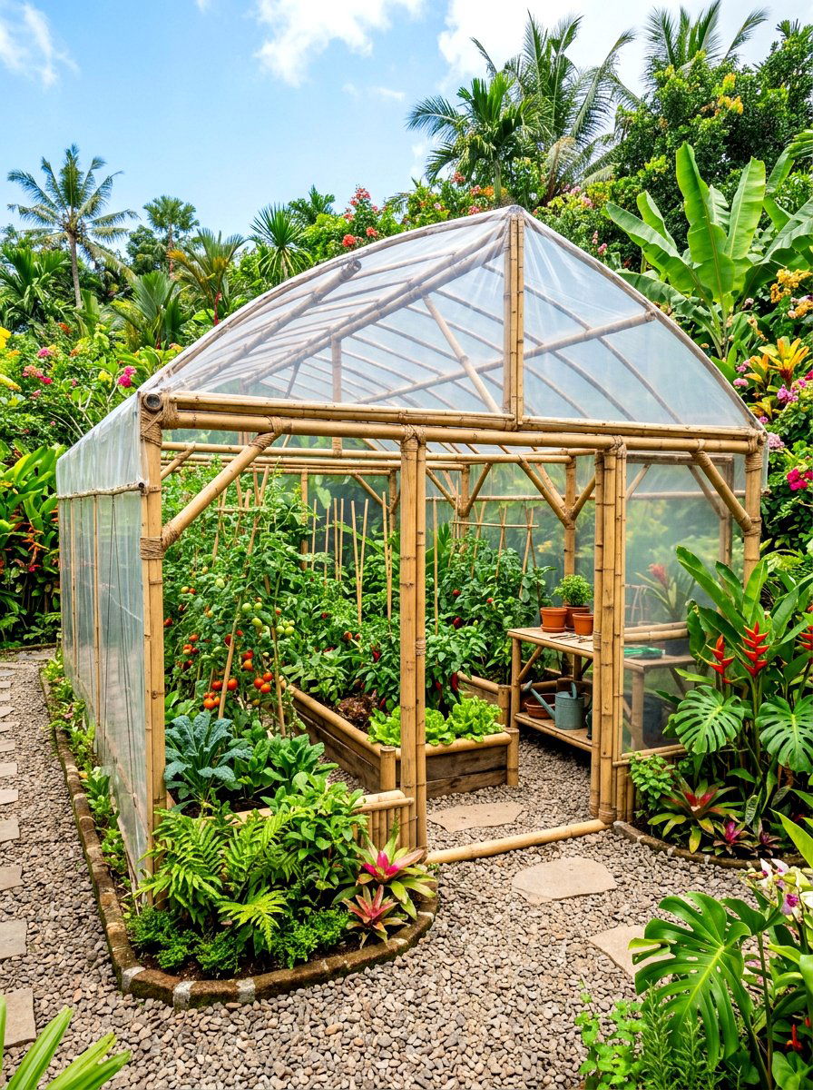Bamboo Greenhouse Garden Bed - 30 raised bed greenhouse ideas