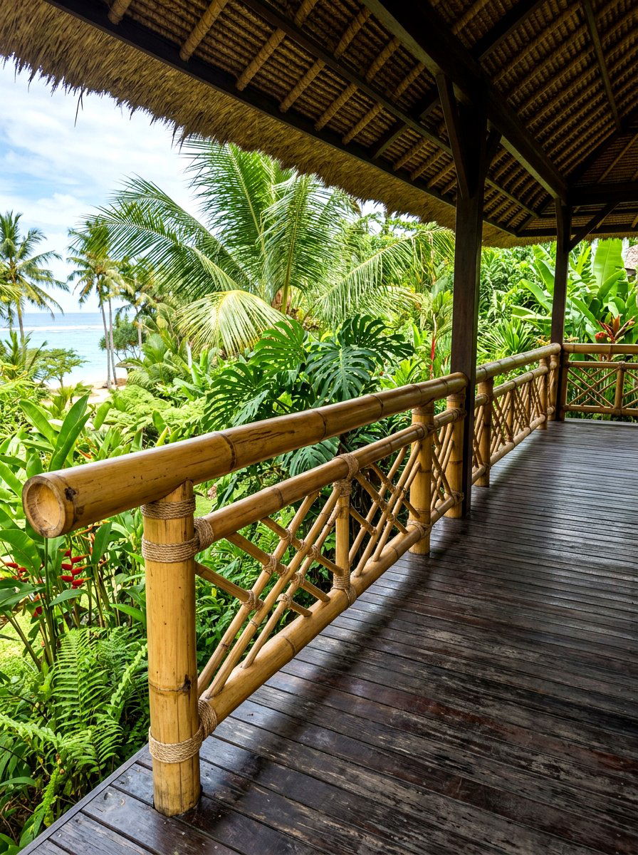 Bamboo Handrail - 30 porch handrail ideas