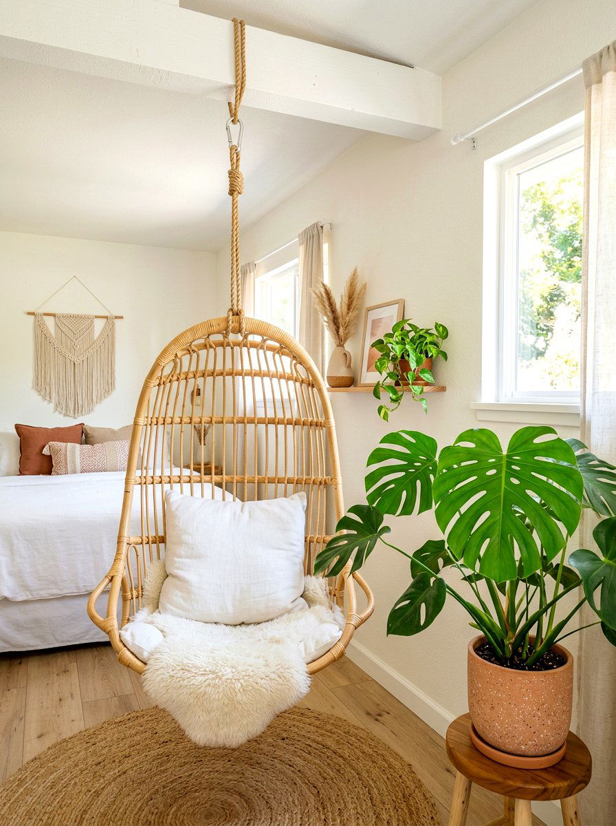 Bamboo Hanging Chair - 30 bamboo home decor ideas