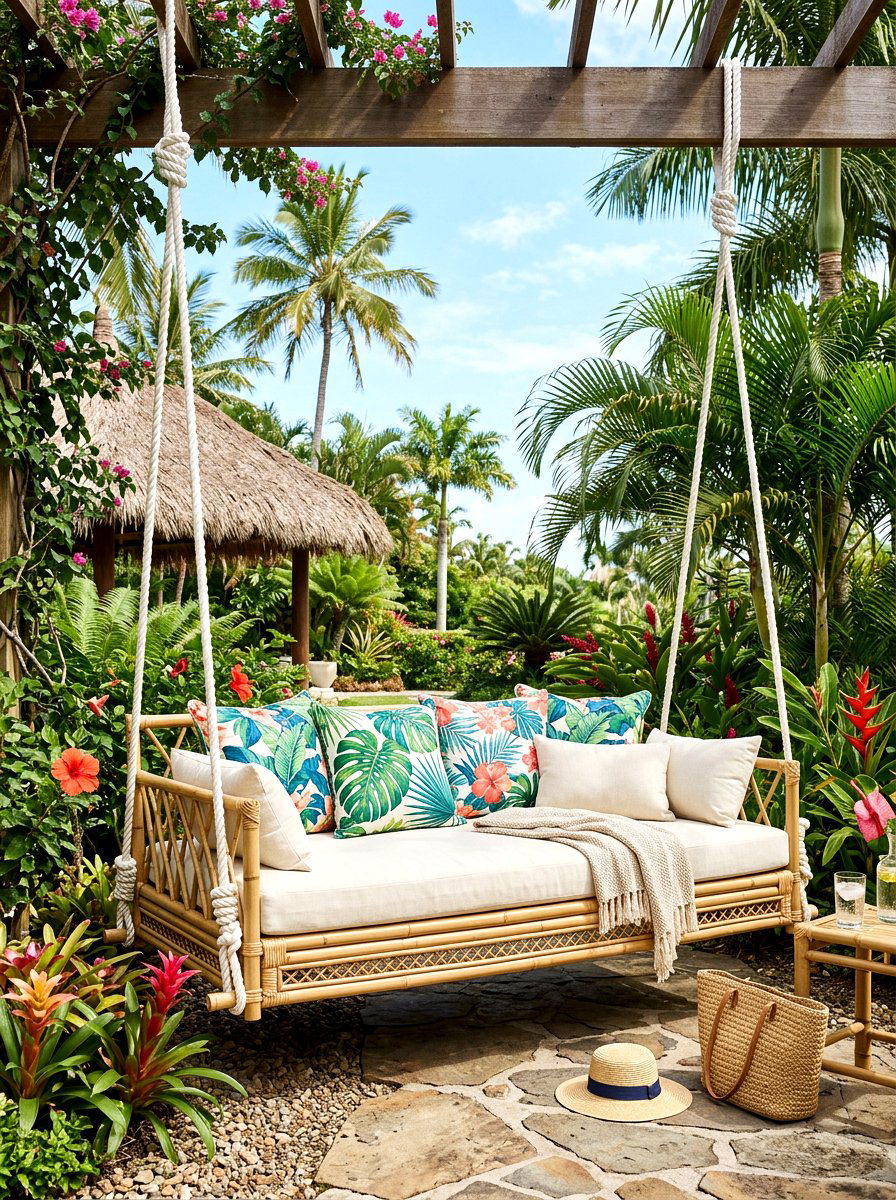 Bamboo Hanging Daybed - 30 hanging daybed ideas