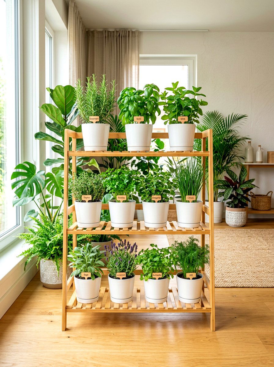 Bamboo Herb Garden Rack - 30 indoor herb garden ideas