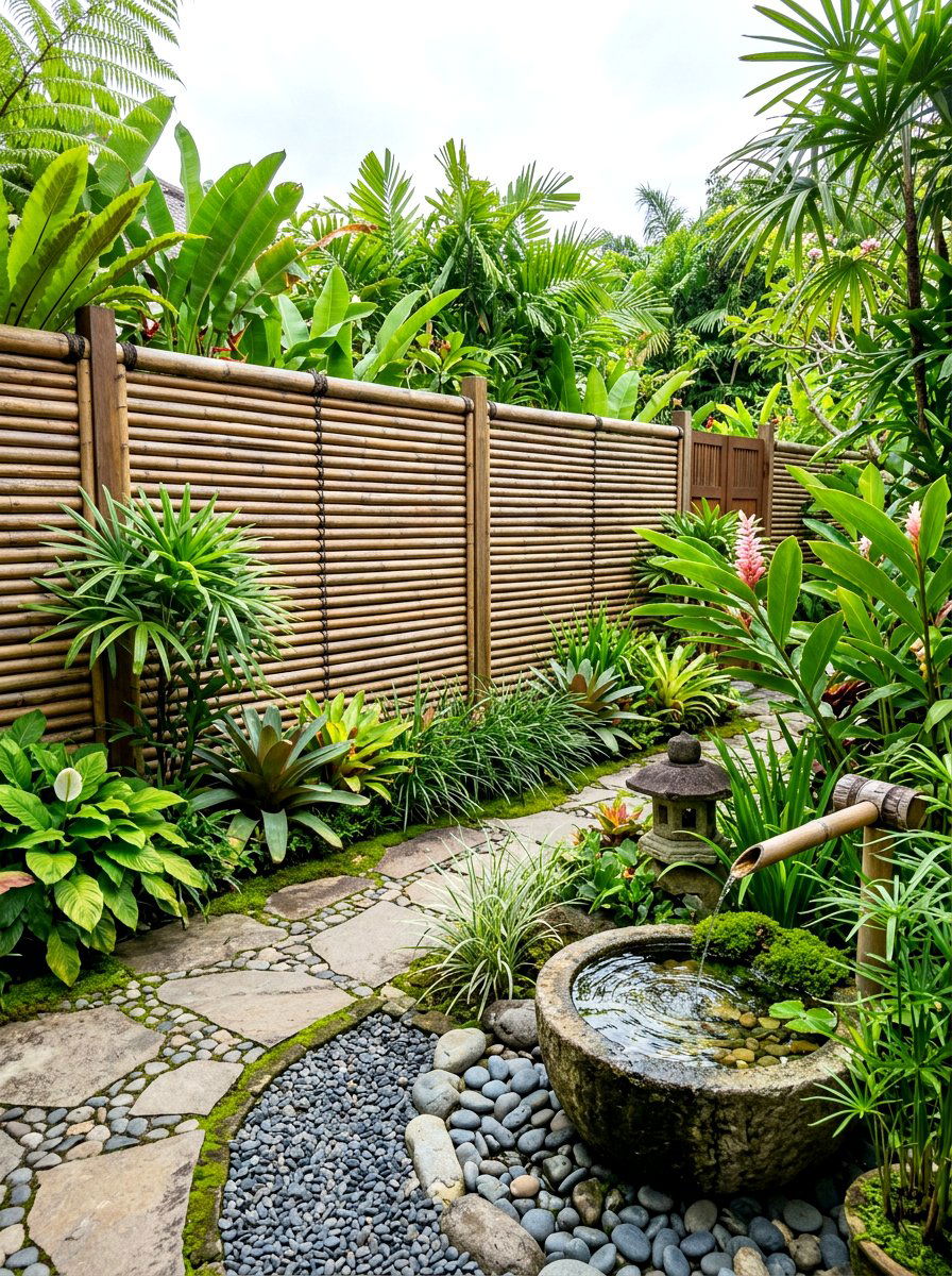 Bamboo Horizontal Fence - 30 horizontal fence ideas