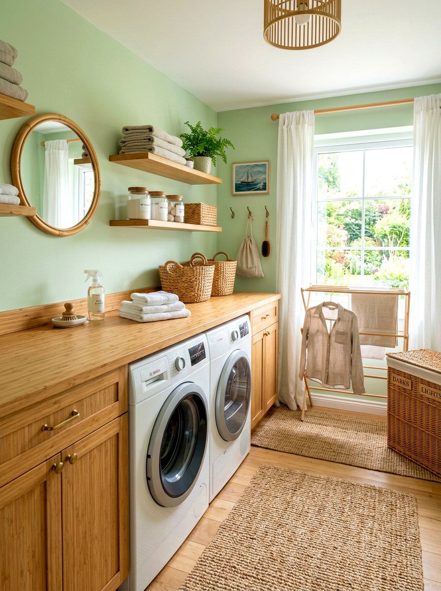 Bamboo Laundry Counter - 30 laundry room countertop ideas