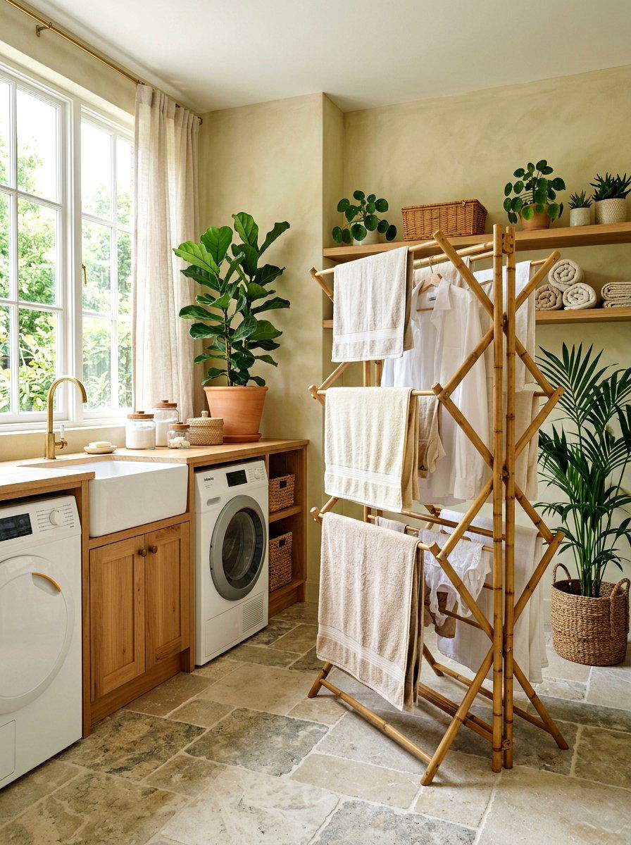 Bamboo Laundry Drying Rack - 30 laundry room drying rack ideas
