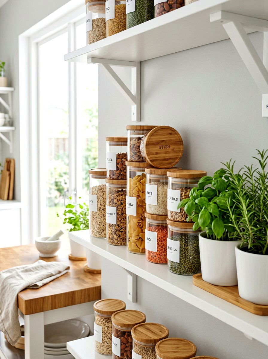 Bamboo Lid Storage Containers - 30 zero waste pantry ideas