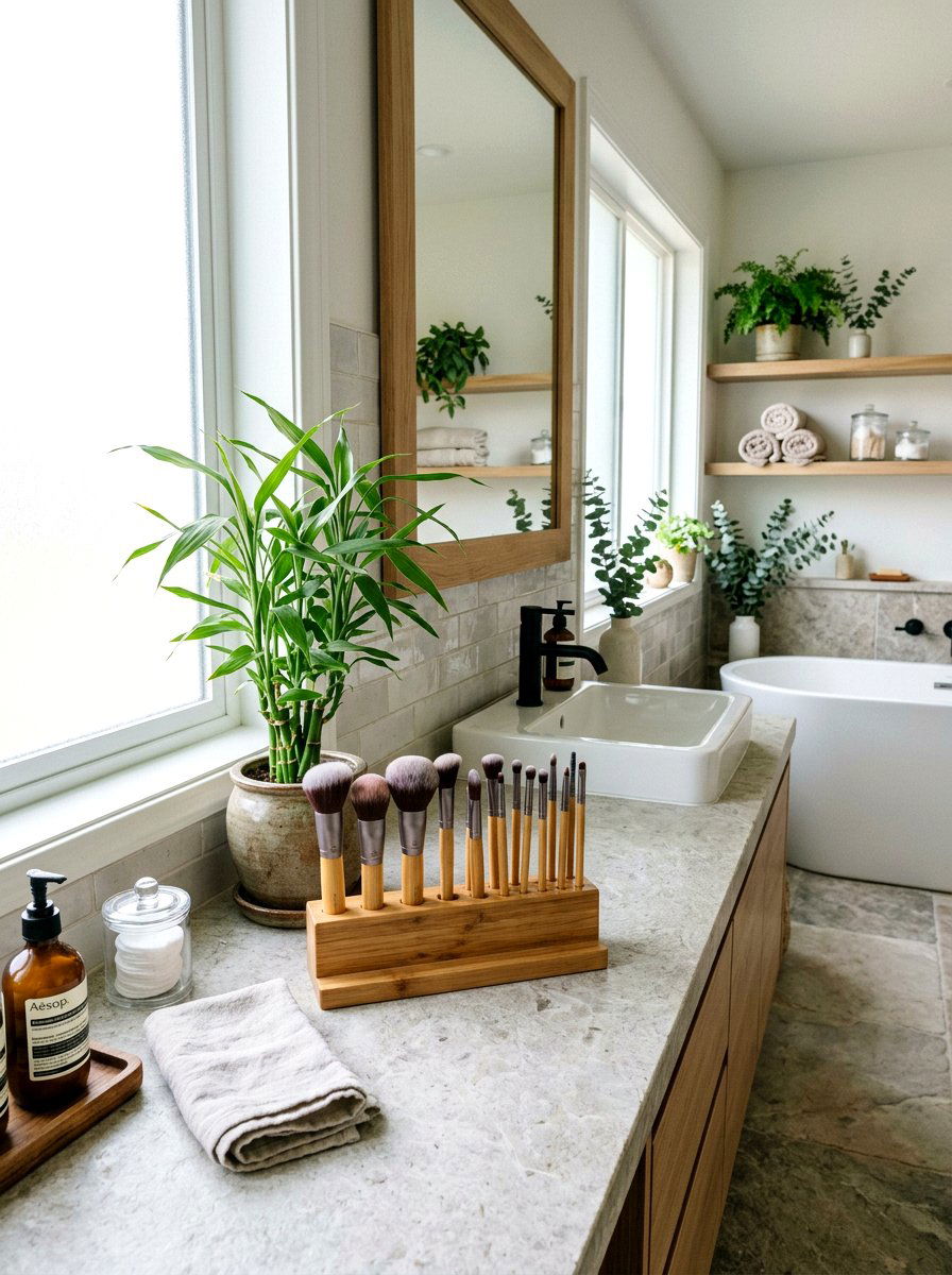 Bamboo Makeup Brush Organizer - 30 makeup brush storage ideas