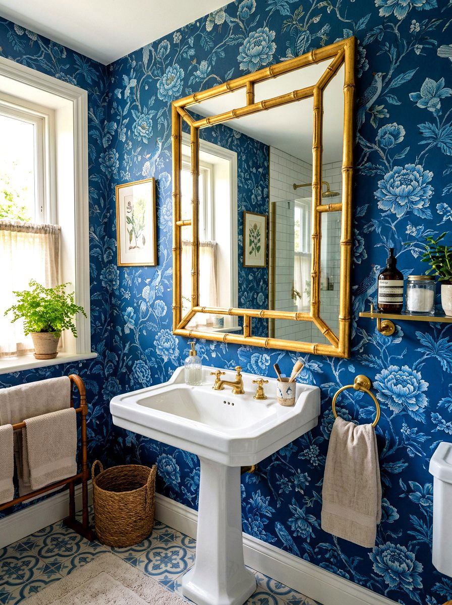 Bamboo Mirror Bathroom - 30 grandmillennial decor ideas