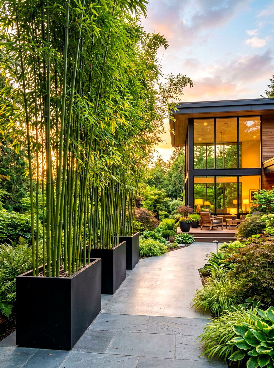 Bamboo Modern Privacy - 30 house front hedge ideas
