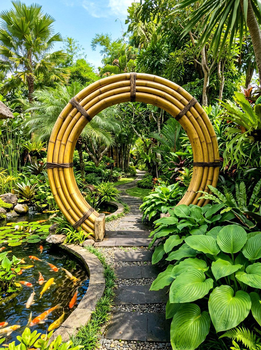Bamboo Moon Gate - 30 moon gate garden ideas