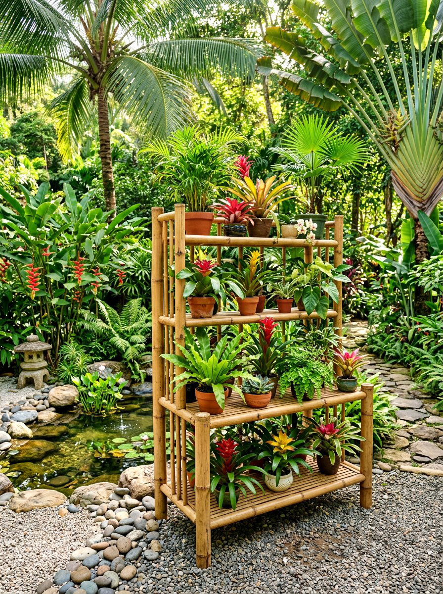 Bamboo Multi Level Stand - 30 container garden stand ideas