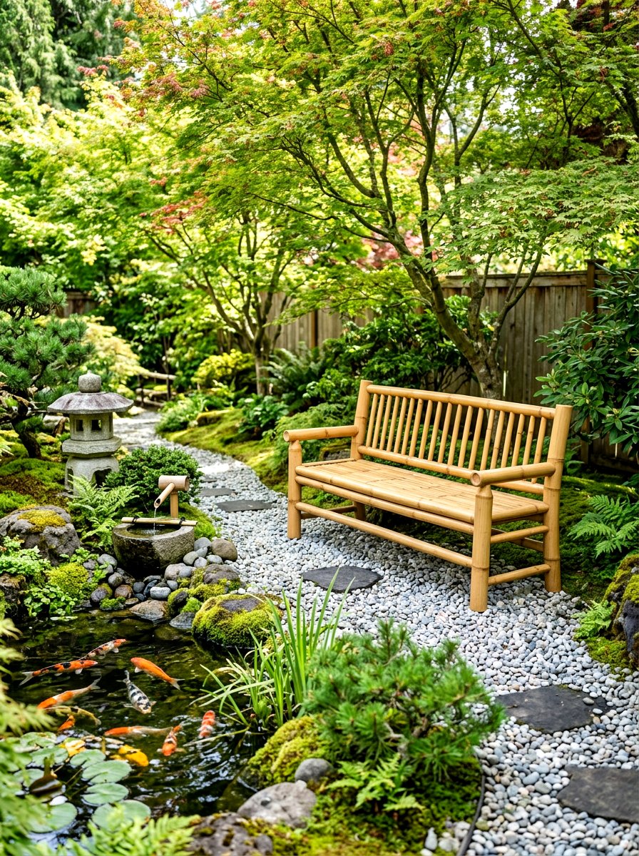 Bamboo Outdoor Bench - 30 front yard bench ideas