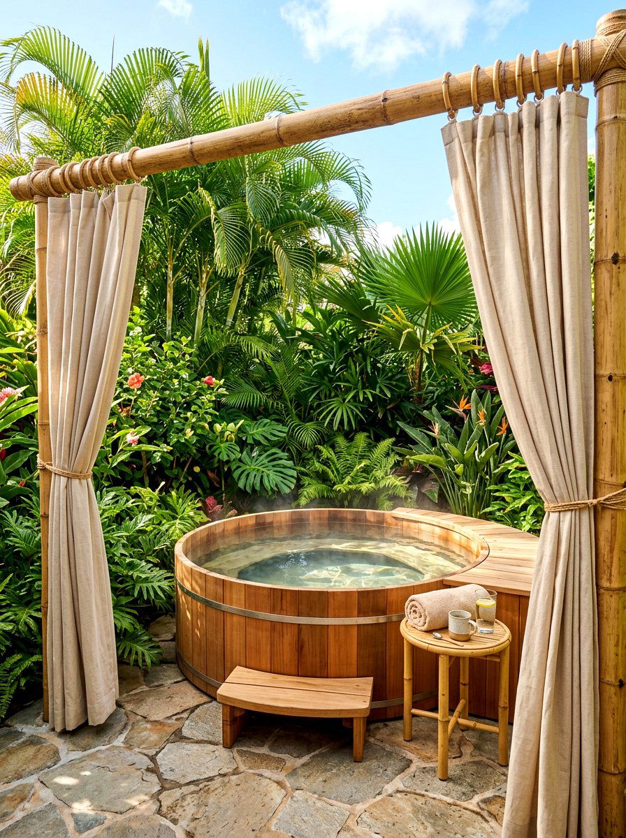 Bamboo Outdoor Curtain Rod - 30 outdoor curtain rod ideas