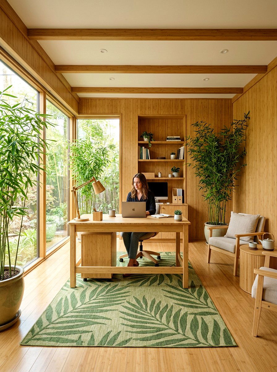 Bamboo Paneled Office - 30 wood paneled office ideas