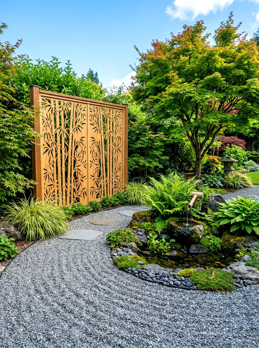 Bamboo Pattern Privacy Panel - 30 laser cut privacy panel ideas