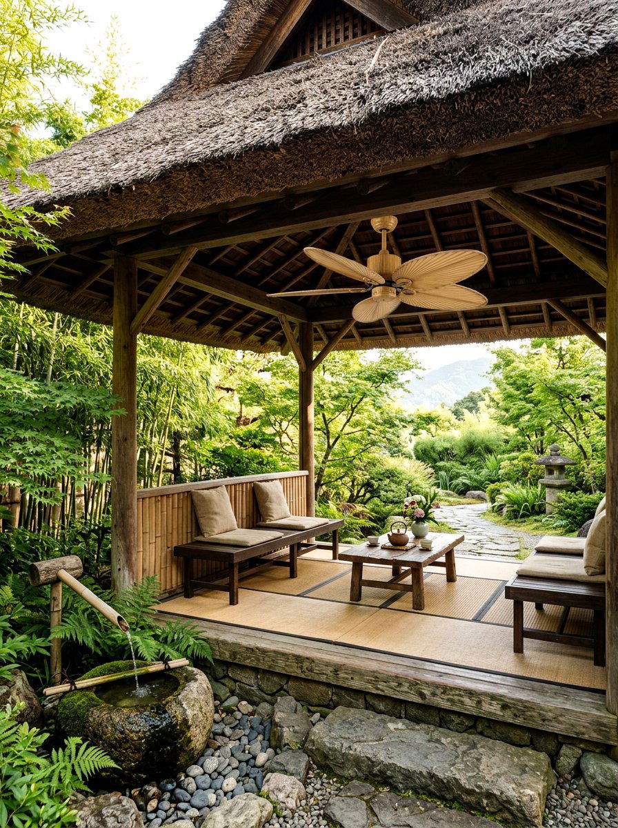 Bamboo Pavilion Fan - 30 pavilion ceiling fan ideas