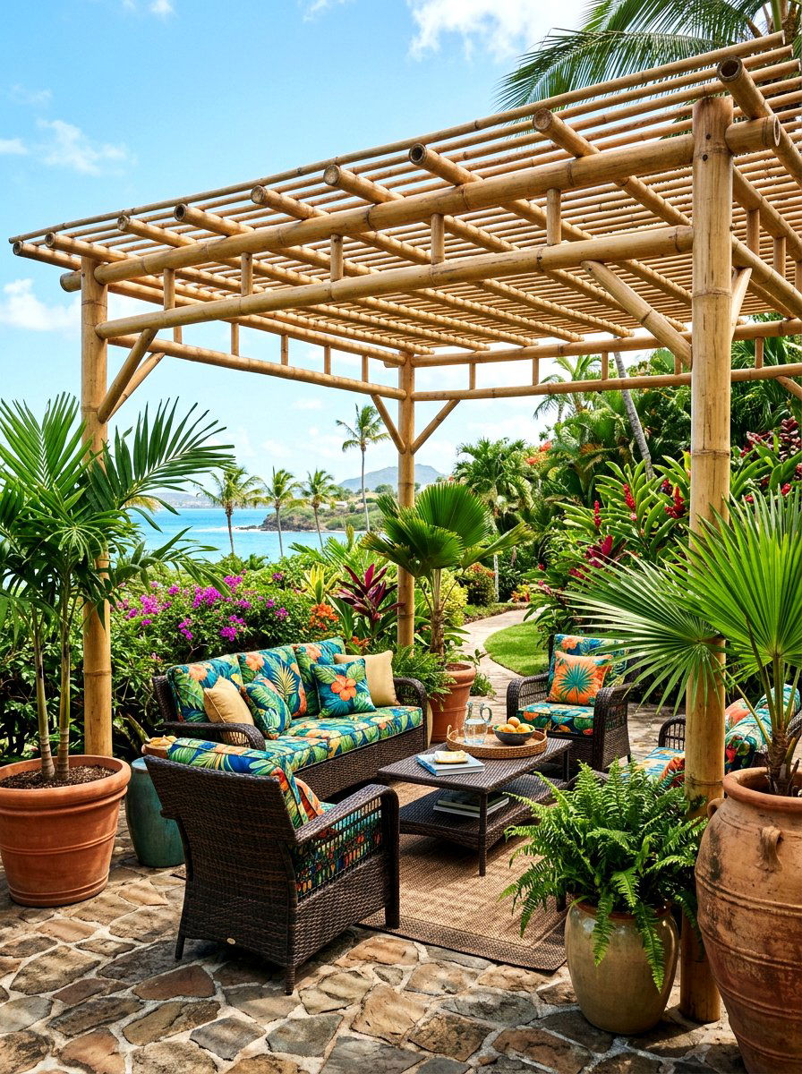Bamboo Pergola For Tropical Patio - 30 small pergola ideas