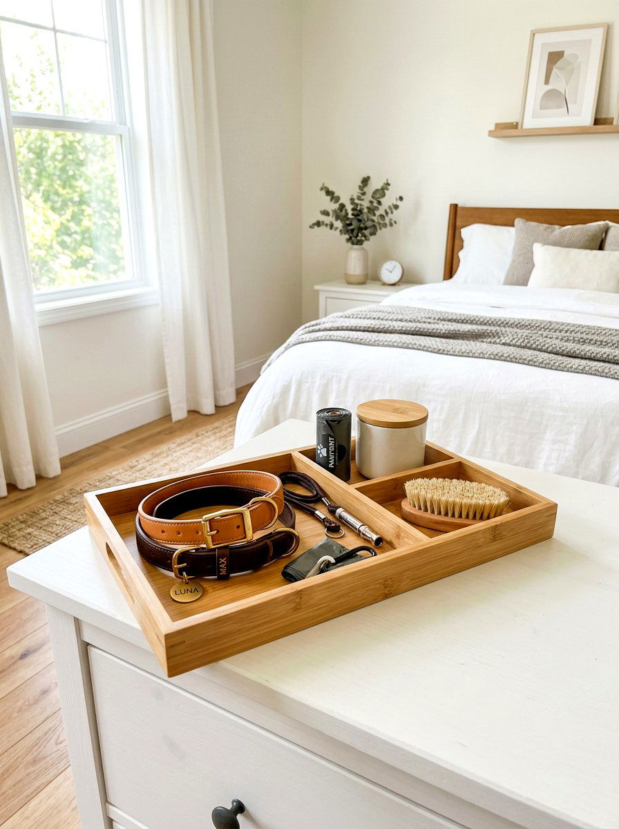Bamboo Pet Accessory Tray - 30 stylish pet storage ideas