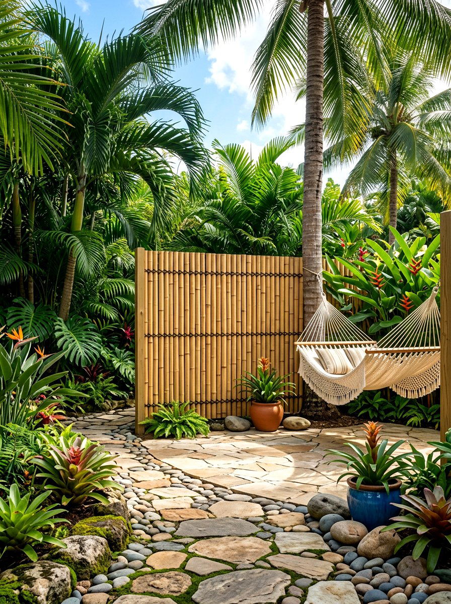 Bamboo Pole Fence Panel - 30 deck partition ideas