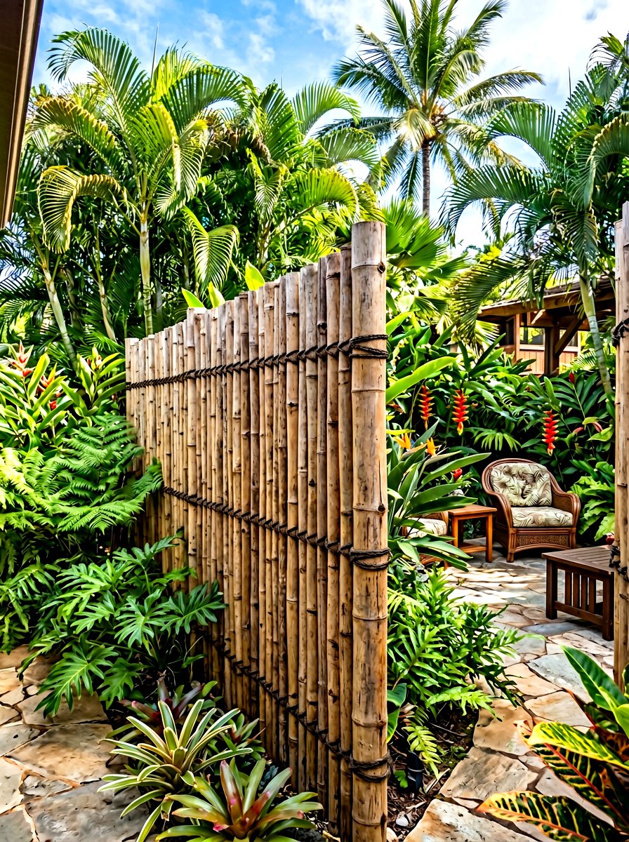 Bamboo Pole Fence - 30 rustic fence ideas