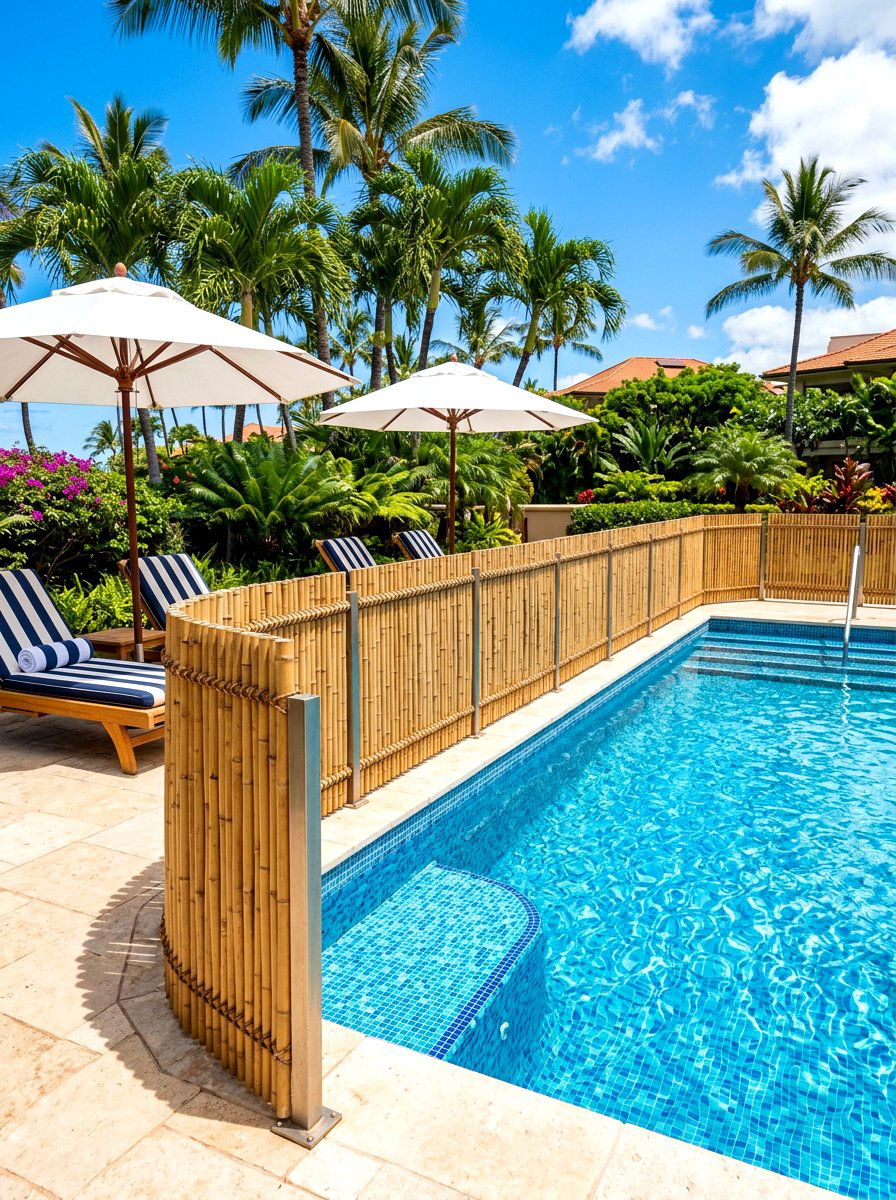 Bamboo Pool Fence Cover - 30 bamboo privacy screen ideas