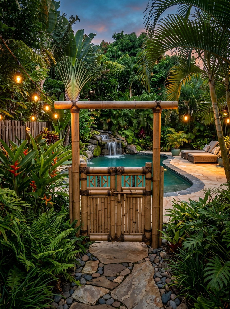 Bamboo Pool Gate - 30 pool gate ideas