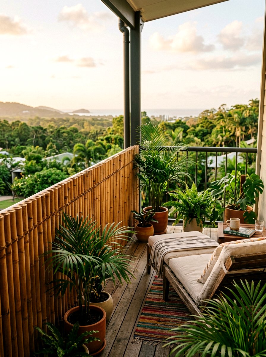 Bamboo Privacy Fence - 30 narrow balcony ideas