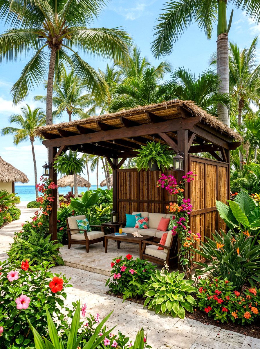 Bamboo Privacy Fence - 30 pergola privacy wall ideas
