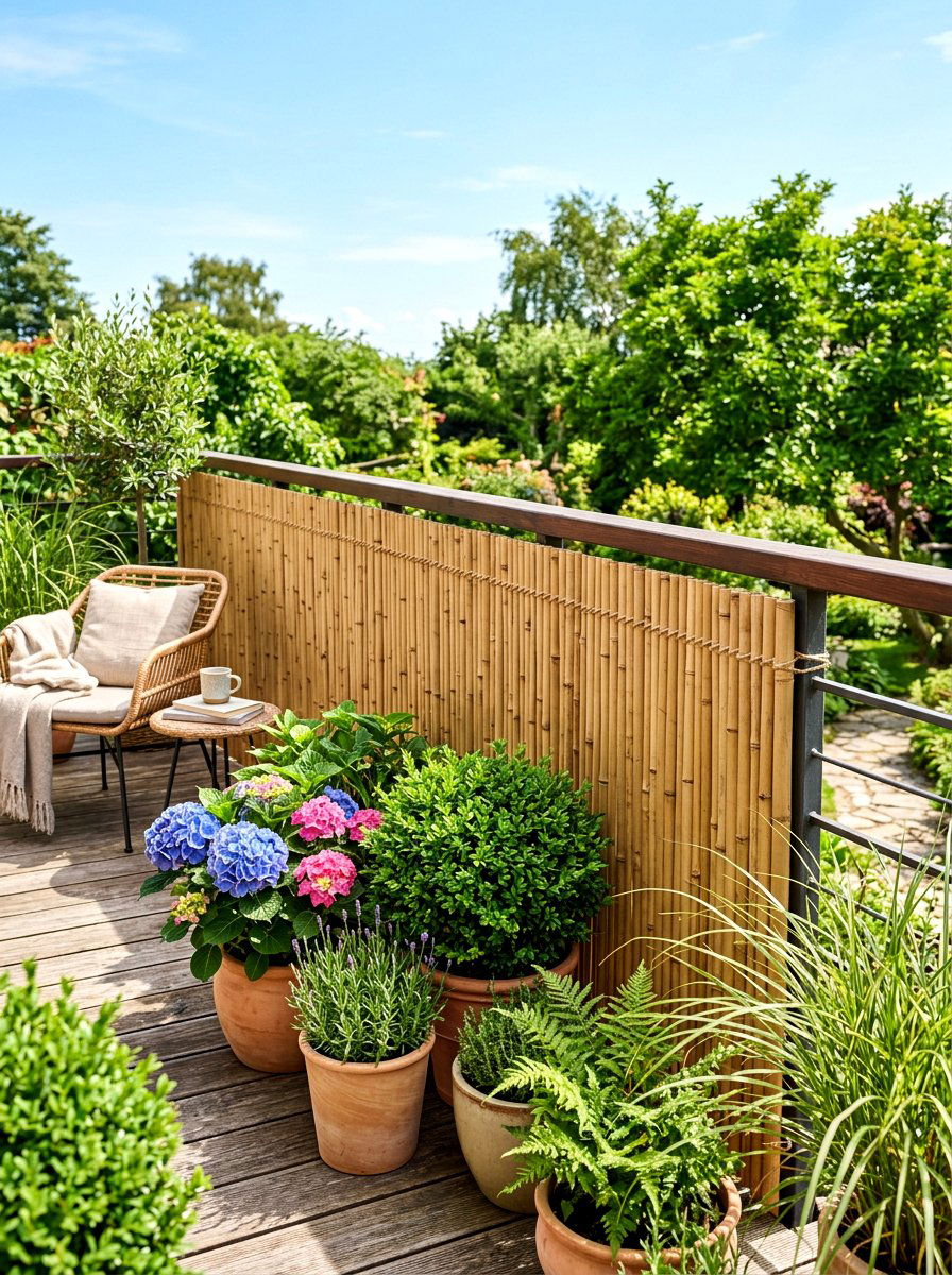 Bamboo Privacy Fence - 30 terrace garden ideas