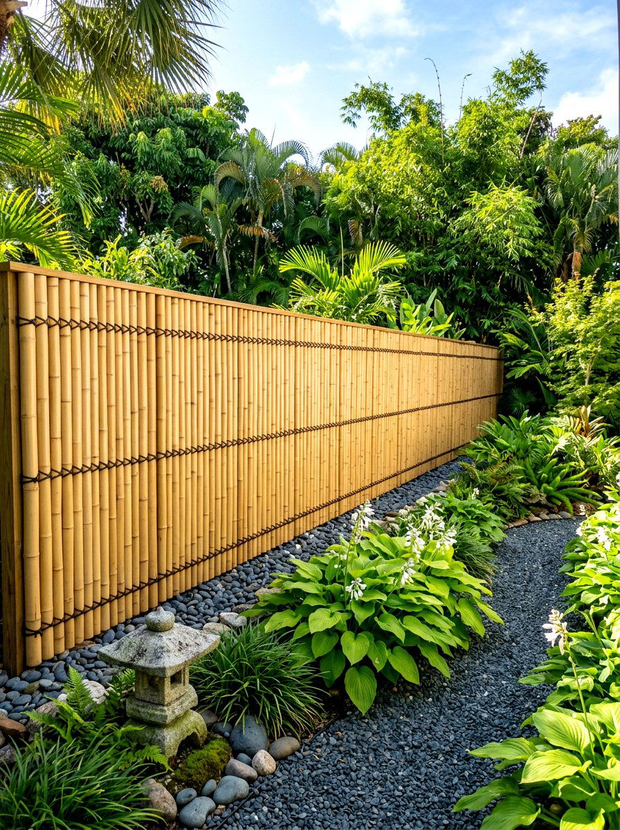 Bamboo Privacy Fence - 30 zen garden ideas