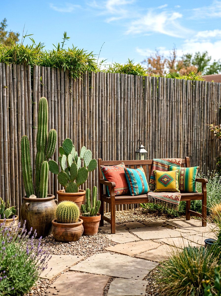 Bamboo Privacy Fence - 30 bohemian backyard ideas