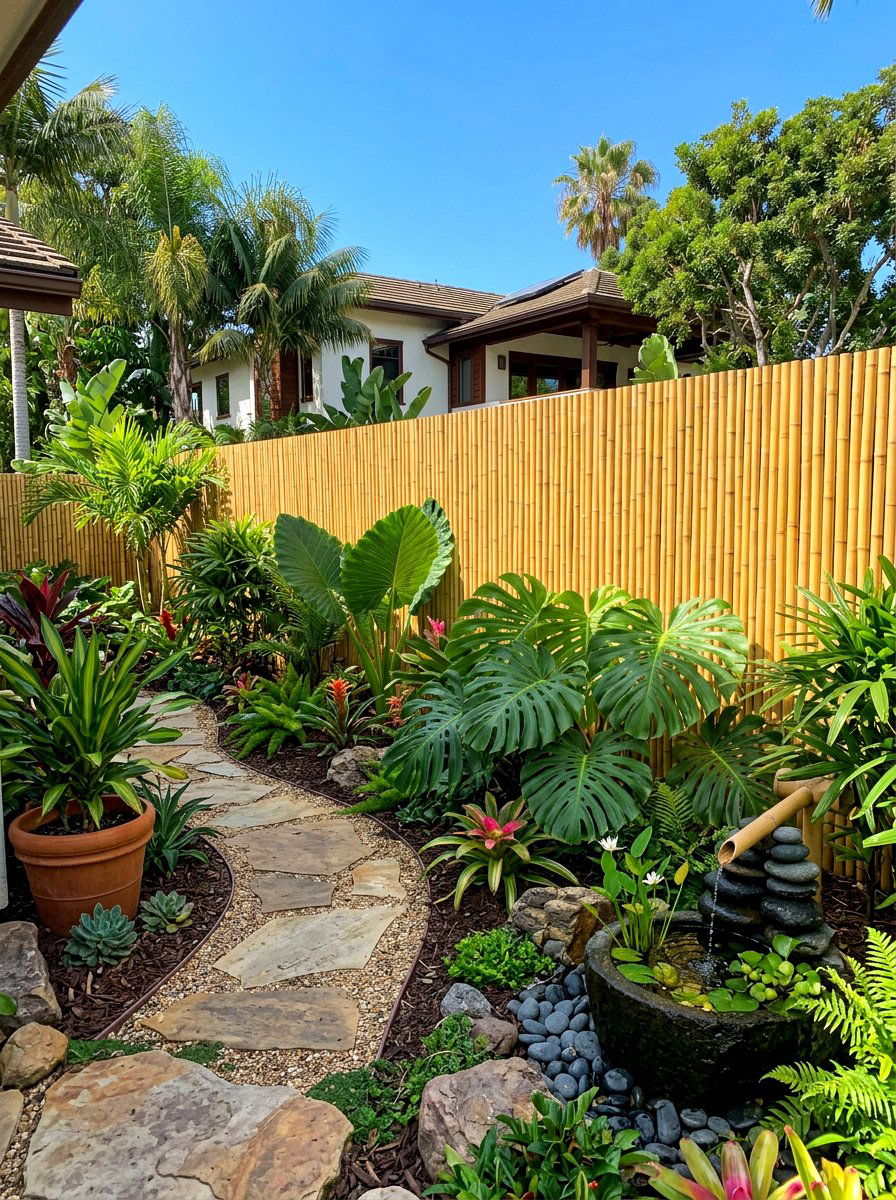Bamboo Privacy Fence - 30 front yard fence ideas