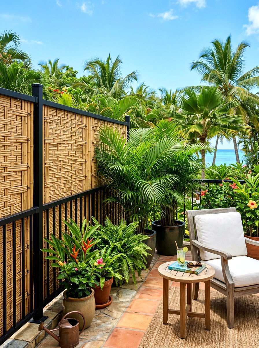 Bamboo Privacy Fence - 30 apartment patio ideas