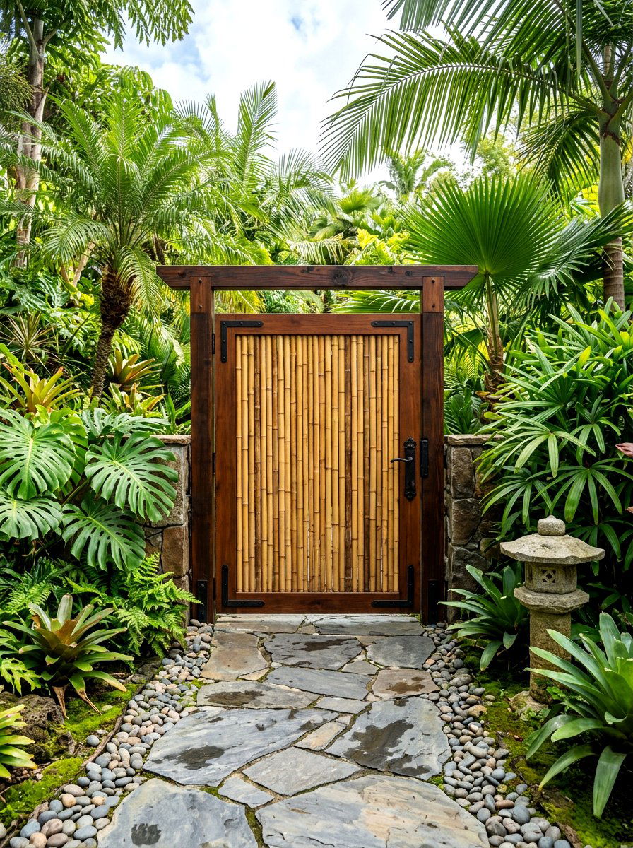 Bamboo Privacy Gate - 30 garden gate entrance ideas