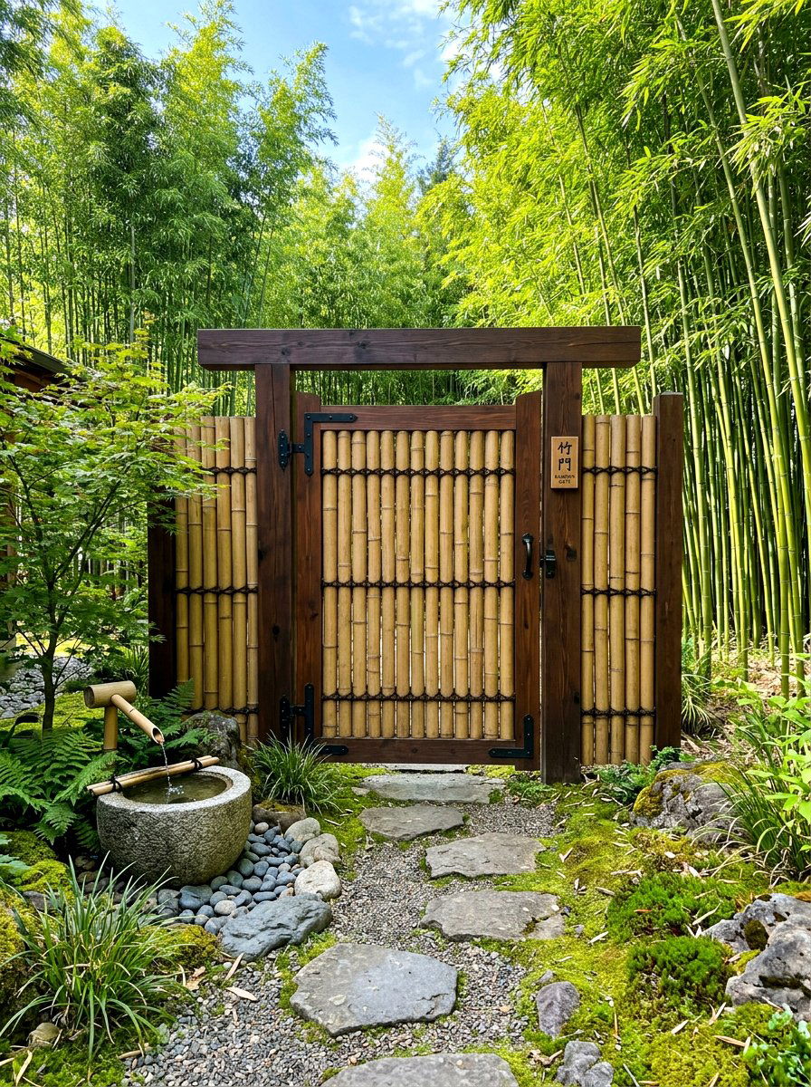 Bamboo Privacy Gate - 30 fence gate ideas