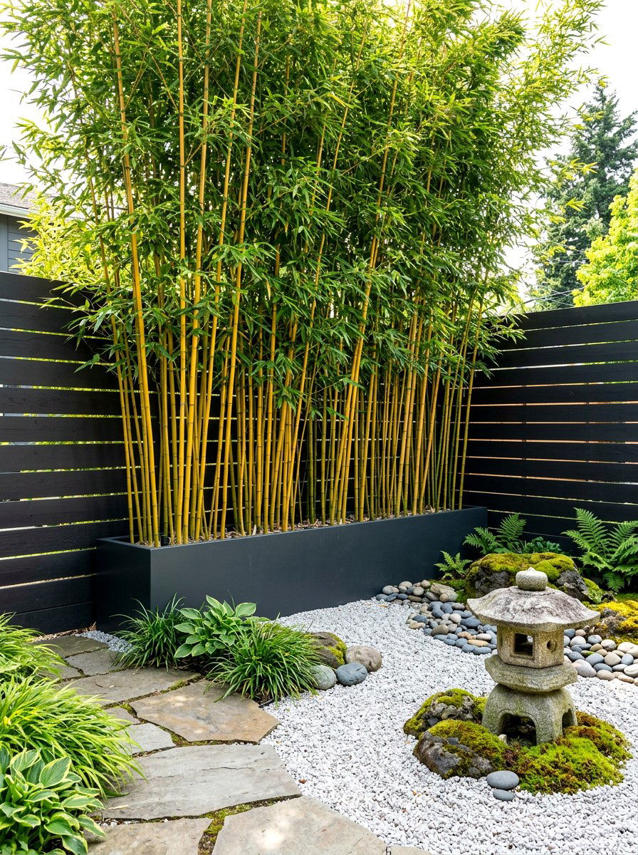 Bamboo Privacy Screen - 30 fence line landscaping ideas