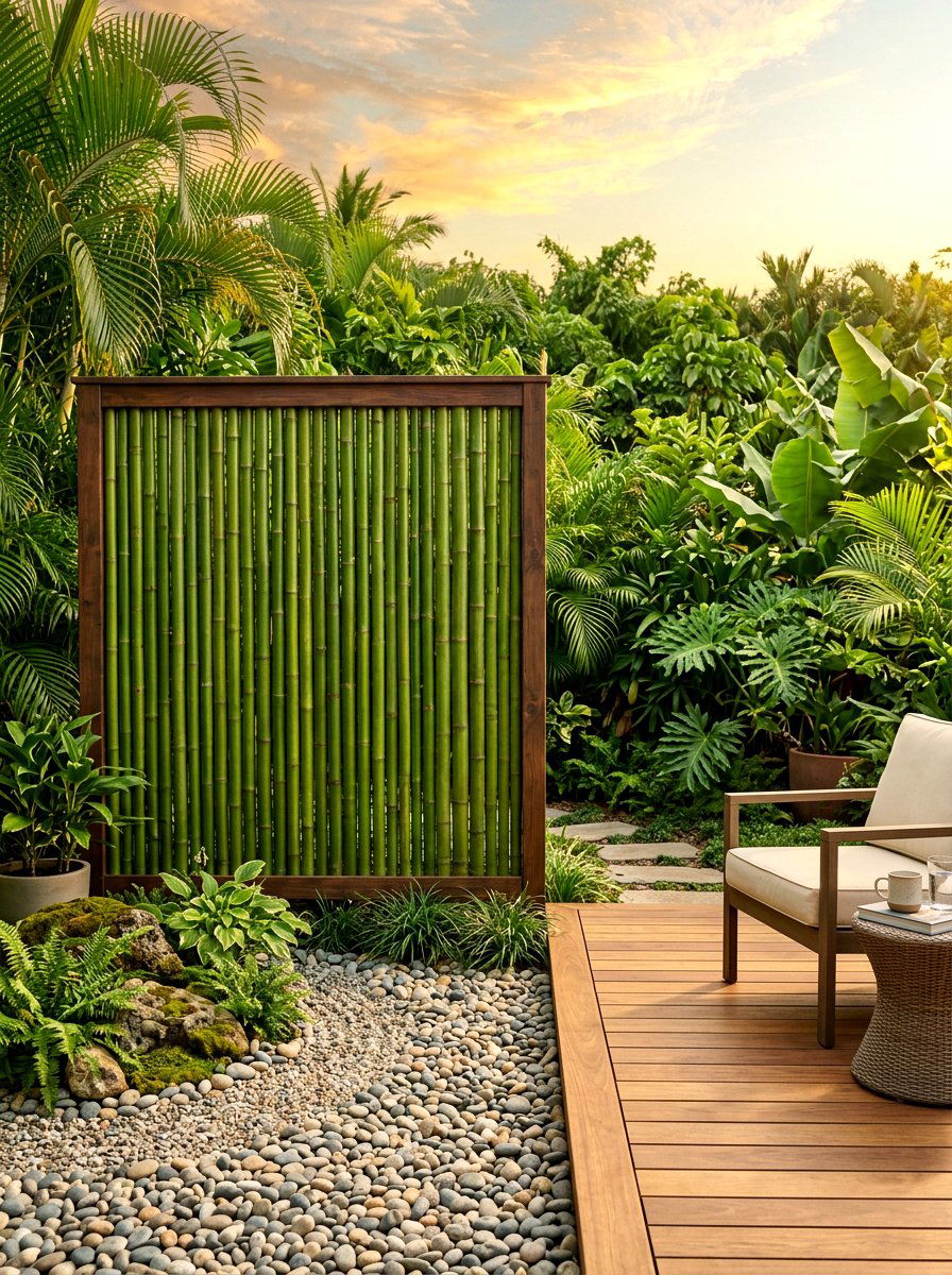 Bamboo Privacy Screen - 30 living privacy wall ideas