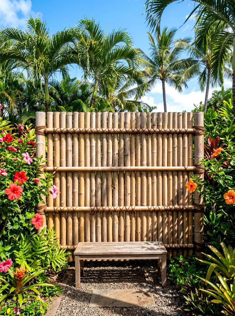Bamboo Privacy Screen - 30 outdoor changing room ideas