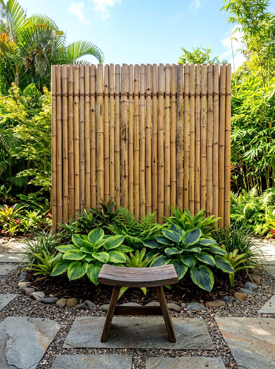 Bamboo Privacy Screen - 30 outdoor meditation corner ideas