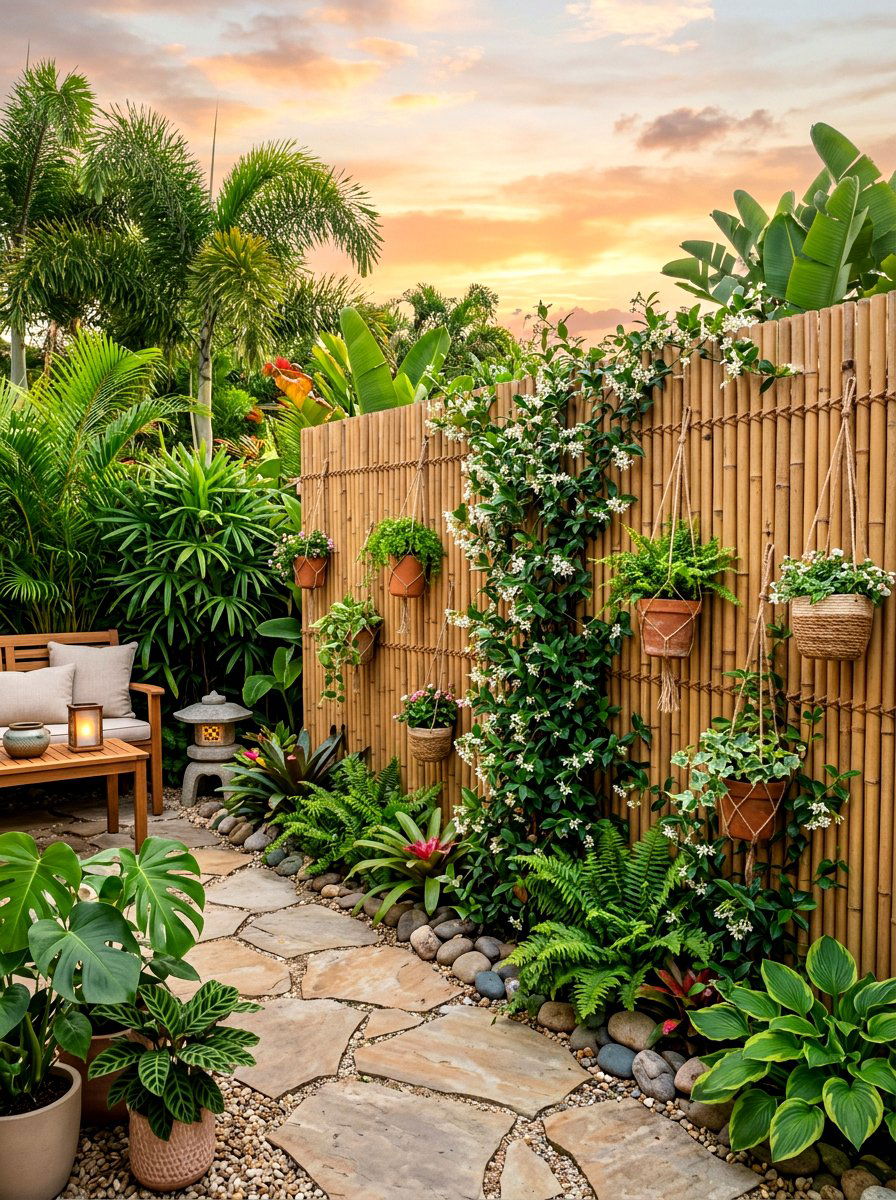 Bamboo Privacy Screen - 30 outdoor vertical garden ideas